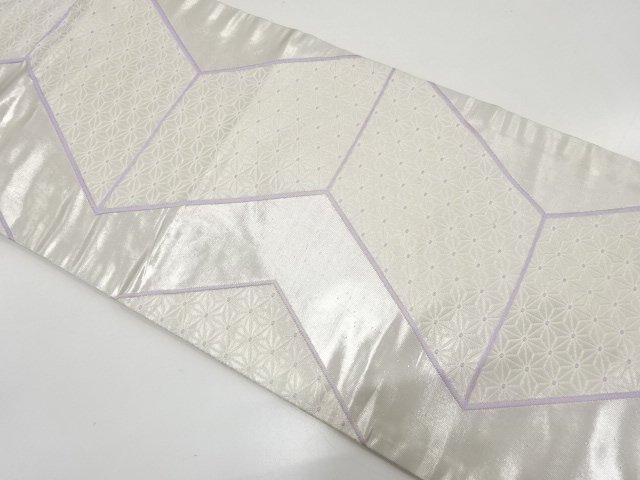 JAPANESE KIMONO / NAGOYA OBI / WOVEN ASANOHA & GEOMETRIC PATTERN 